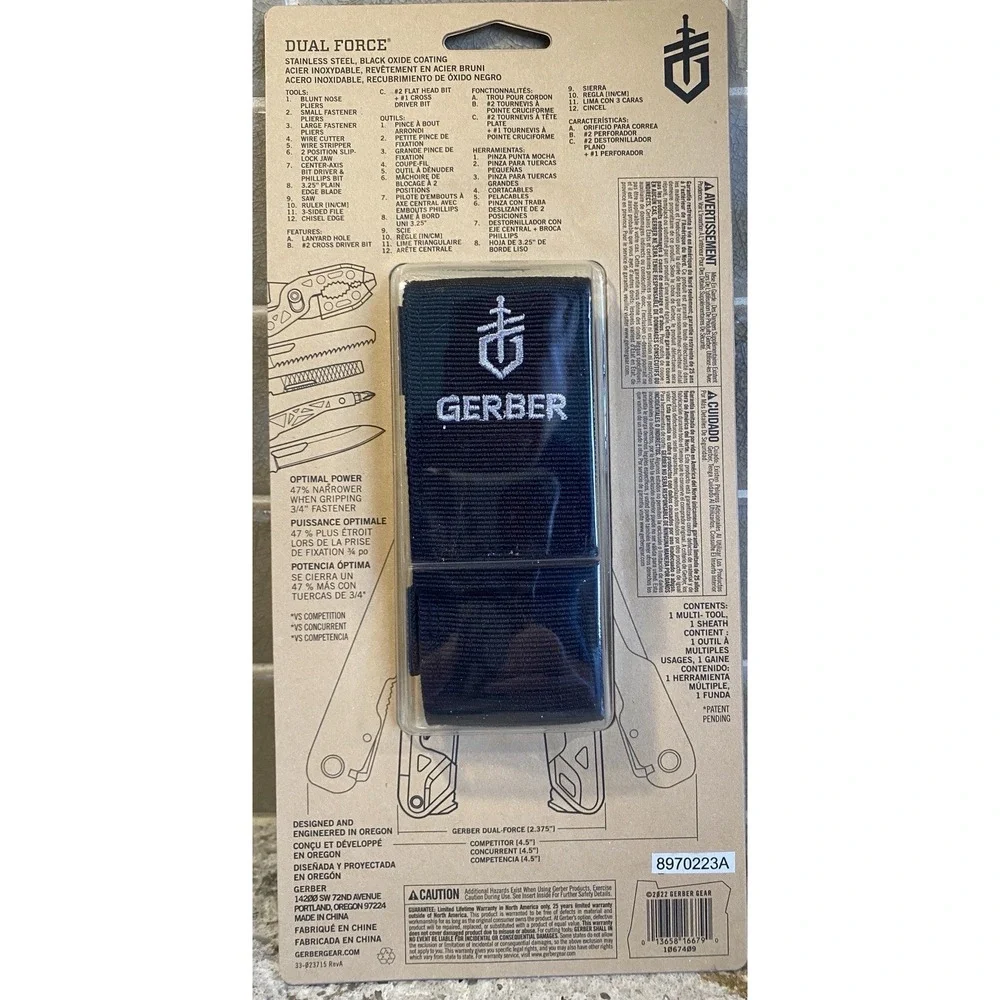 Gerber Dual Force Multi-Tool Black Heavy Duty Pliers + Sheath NEW 10195256 NEW
